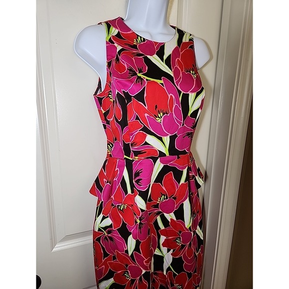Kate Spade Rio Snap Dragon Peplum Floral Print Dress Size 4 NWOT Cocktail Pink‎ - Picture 5 of 12